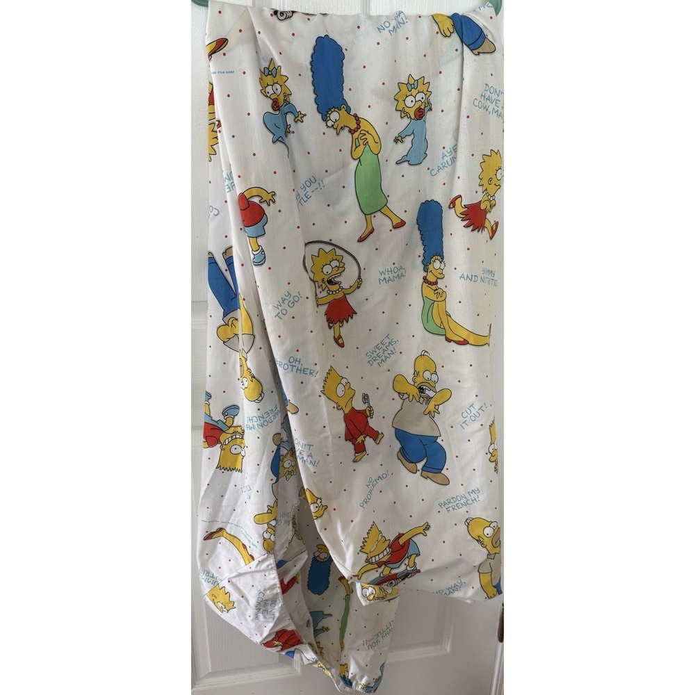 Vintage 1990 Matt Groening The Simpsons Twin Fitted Sheet Retro Bart Homer